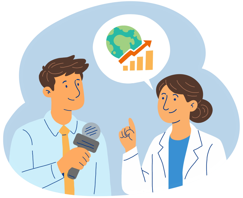 A journalist interviewing a climate expert