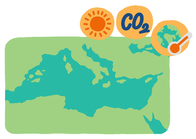Map of the Mediterranean region affected by climate change