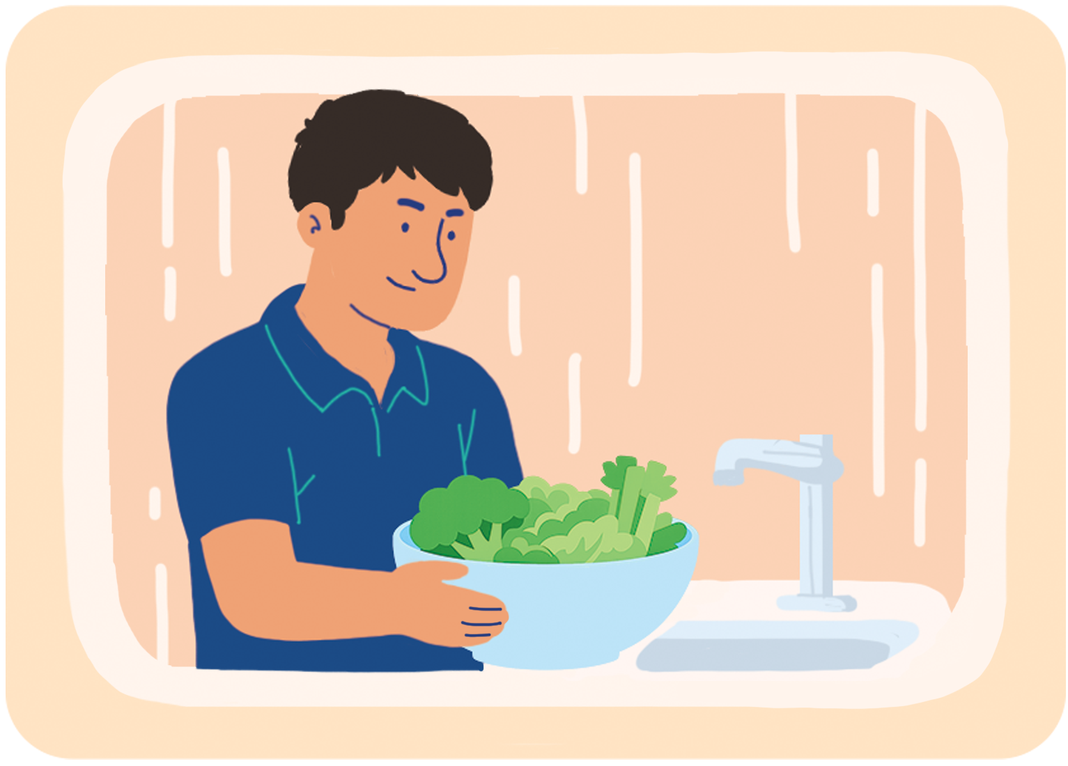 WASH FRUITS & VEGGIES IN A BOWL